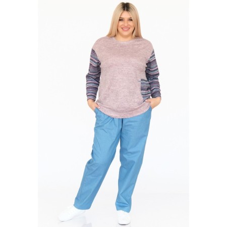 Female trousers, size 54, blue color-1
