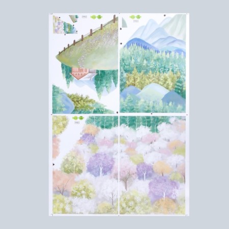 Sticker Plastic Interior color "Autumn Forest and House" 60x85 cm-1