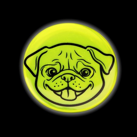 The reflective icon "Muzzle of the pug", D = 5.8 cm, color mix-5