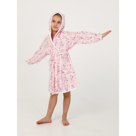 Children's robe with a hood, height 128 cm
