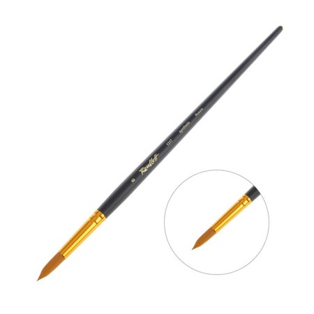 Synthetic brush, round, hard, shortened insert, rubloff Series 1317 No. 8, long black matte handle, yellow clip