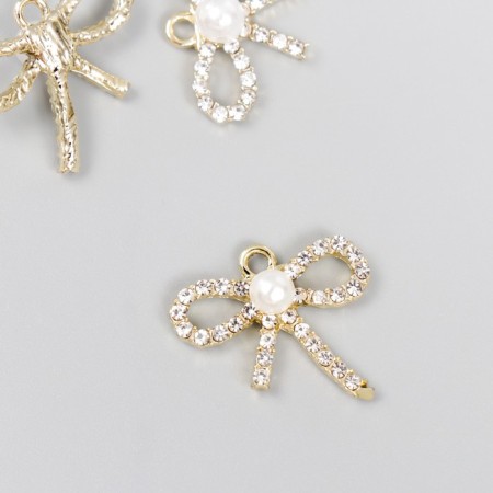 Decor for creativity metal, rhinestones "Bant with pearl" gold 2x2.2 cm
