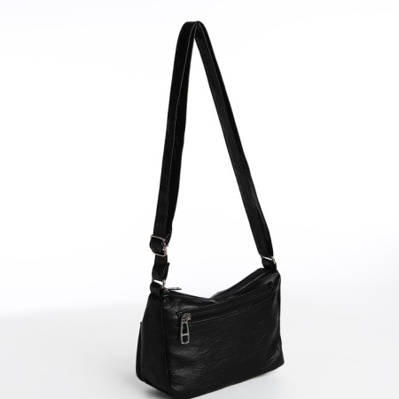 Bag Cross-Bodi with a zipper, black color-1
