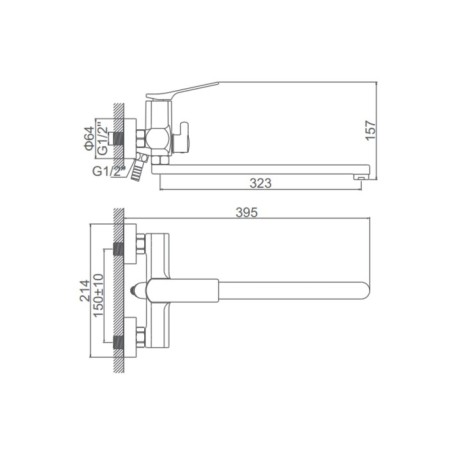 Accoona A71122F bath mixer, single -leaf, long spout, black-11