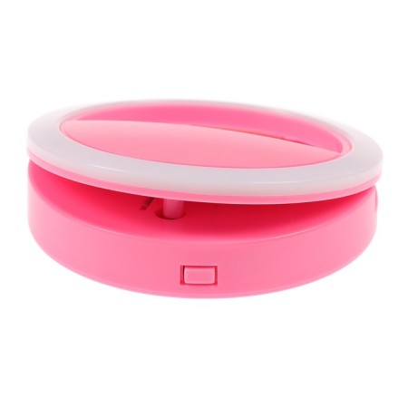 LED ring lamp for Luazon AKS-03, from batteries, 3 modes, pink-6