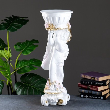 Figure pot "Angel with roses", white-gold, 1.8 l/ 24x27x70cm