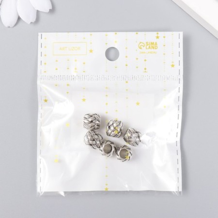 Bead for creativity Metal "Knitted" silver 1 cm-2