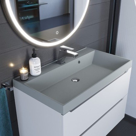 Sink uperwood Classic Quartz 80 cm, quartz, gray matte, platinum