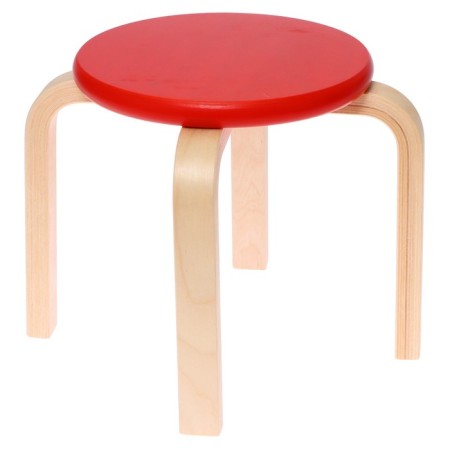 Stool "chamomile", red color, transparent varnish