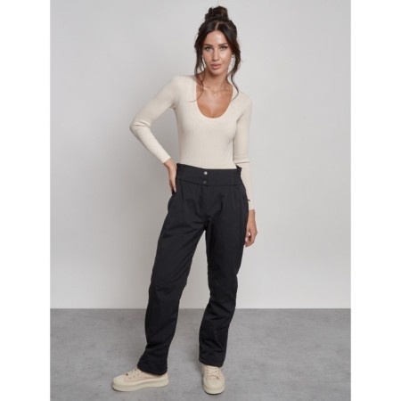 Warmed female trousers, size 50, black color-12