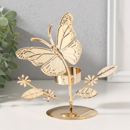 Summary for 1 candle metal d = 4 cm "butterflies in the field" gold 7.7x14x16 cm-4