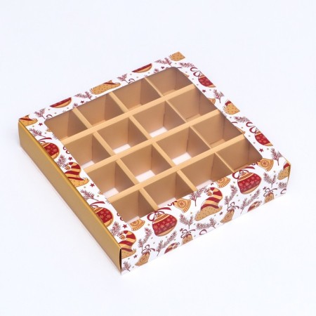 Box for sweets 16 pcs, 17.7 x 17.7 x 3.8 cm "Bell"-7