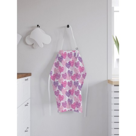 Apron of a kitchen with a photo print "shallow hearts", adjustable, size OS-1
