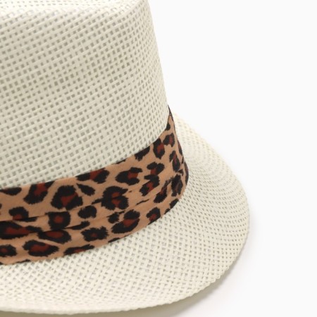 Women's hat Minaku "Leopard", size 56-58, color Ecrew-2