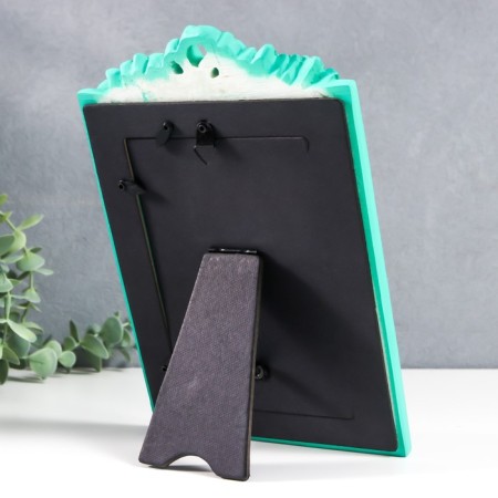 Photo frame Polystone 10x15 cm "Balt and roses" turquoise with gold, rectangular 23x15 cm-2
