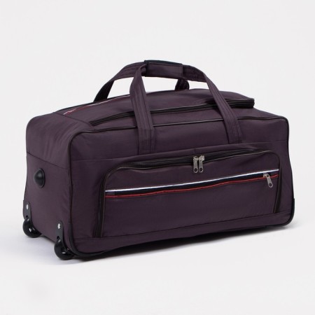 Road bag on wheels, lightning department, 3 outer pockets, brown color