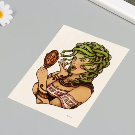 Tattoo on the body color "Medusa Gorgon" 26.1x14.6 cm-2