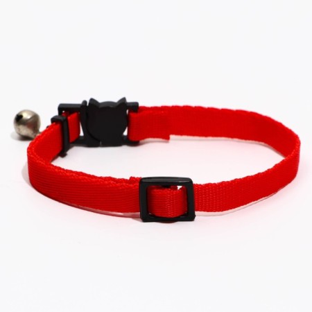 A cat collar with a bell, 30 x 1 cm, polyester, red-1