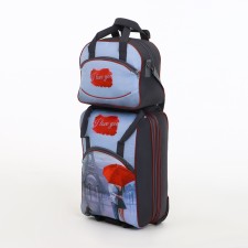 Small 37 L (S) suitcase with a SACVOYAGE bag, lightning department, extension, external pocket, gray color gray