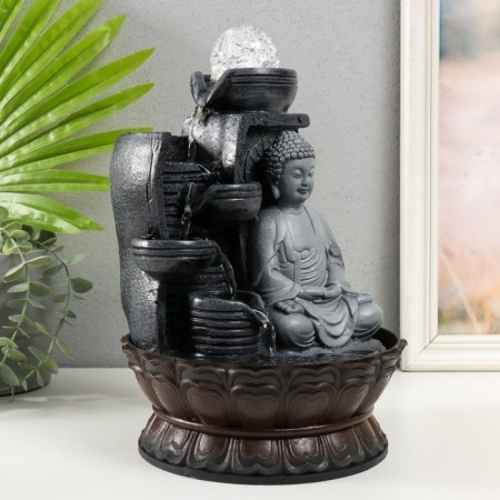 The desktop fountain from the network, backlight "Buddha in gray against the wall" 20x20x30 cm-1