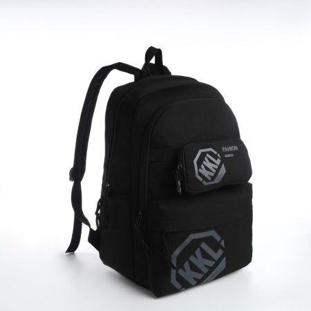 Youth backpack from a lightning textile, 3 pockets, a bag, a suitcase holder, black color is black-3