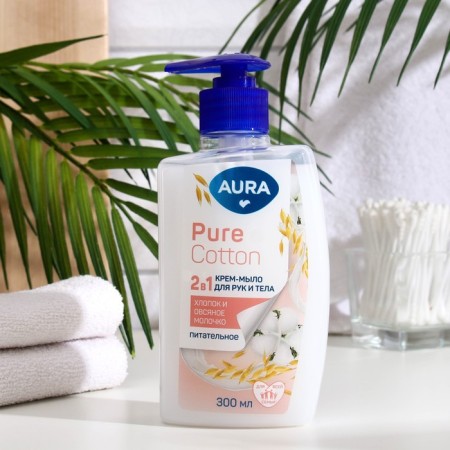 Cream-soiled 2V1 for the hands and body "Cotton and oatmeal", 300 ml