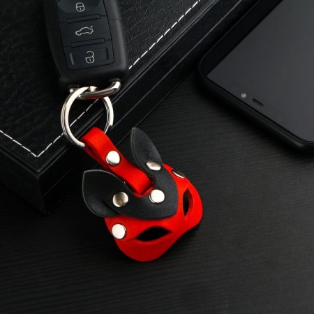 Leather key a car for a car key, mask - cat, genuine leather-1