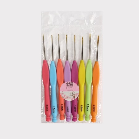 A set of hooks for knitting, with a plastic handle, d = 0.8-2 mm, 8 pcs, color colorful color-6