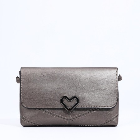 Bag-clate on magnet, long belt, bronze color