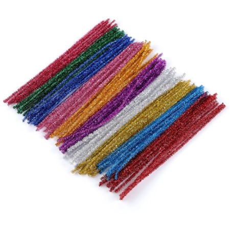 Wire with pile for crafts and decoration, set of 100 pcs., Mix color with brilliance-2
