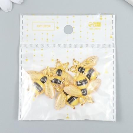 Decor for creativity plastic "Bee with golden lines" 2.6x3.1 cm-4