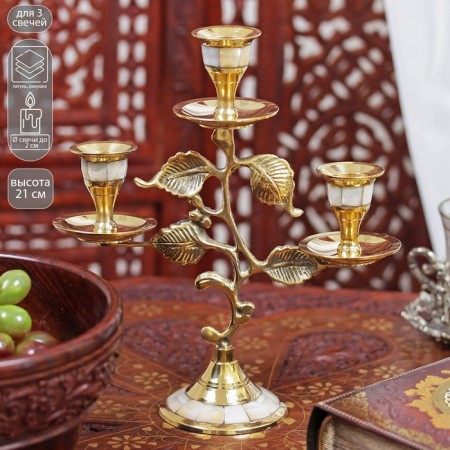 Brass Brass for 3 candles 21 cm "Stem"