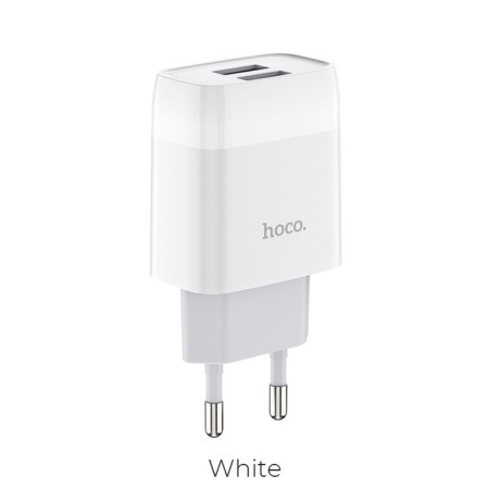 Network charger Hoco C73A, 2 USB, 2.4 A, white-1