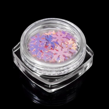 Sequins for the decor "Snowflake", pink/holographic-5
