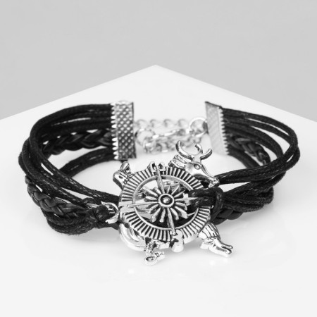 Unisex Bracelet "Magic of Signs" Compass, black color with black silver, 18 cm