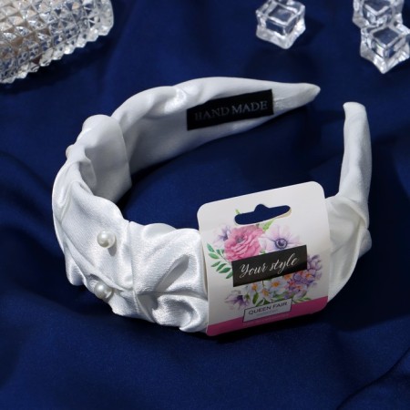 Hair rim "Juno" beads, 5 cm, white-1