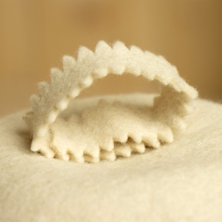 Hat for the bath "Seamless" with embroidery "Dobroparov" white, 100 % wool-1