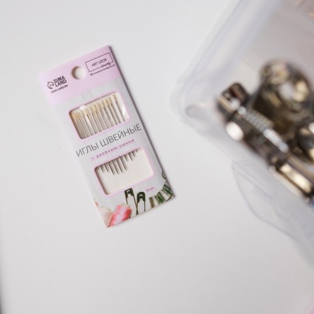 Sewing needles, with a golden ear, auto -luminous, d = 0.8 mm, 3.6/3.8/4.2 cm, 12 pcs-2