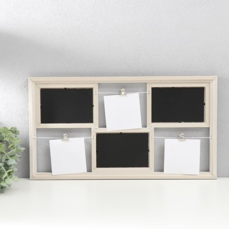 Photo frame plastic in 6 photos "Warm memories" with clothespins, black and white 53x30 cm-2
