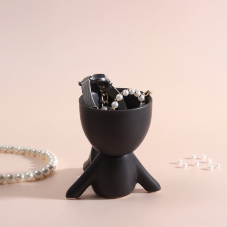 Interior item "Mr. Green on Chile" 9.5*6.7*9.5 black ceramics-2
