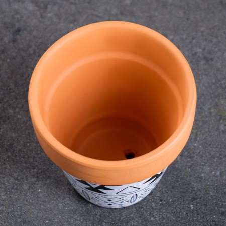 Pot "Trapezius" Terracott with a pattern, 10x9cm, mix-5