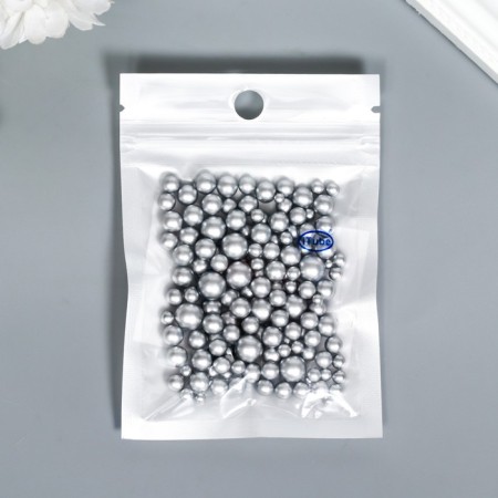 Decor for creativity plastic "Balls. Matte silver" d = 3-8 mm, set 10 grams-2