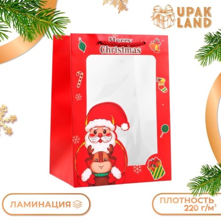 Gift package with the window "Santa Claus", 18 x 25 x 13 cm, red