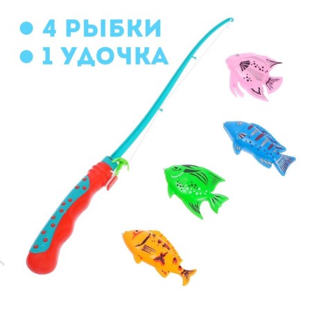 Fishing "sea wave", 4 fish, fishing rod, mix-4