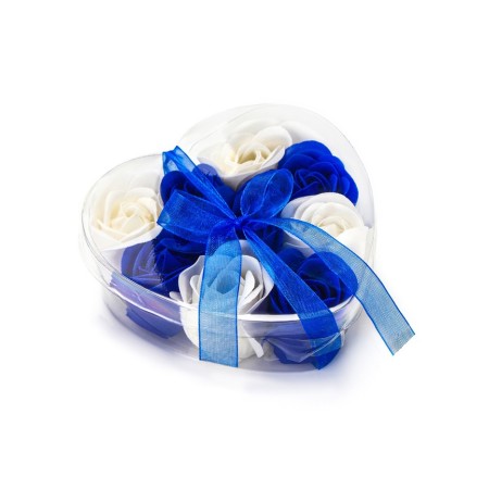 Soap roses, blue and white, set of 9 pcs.-9