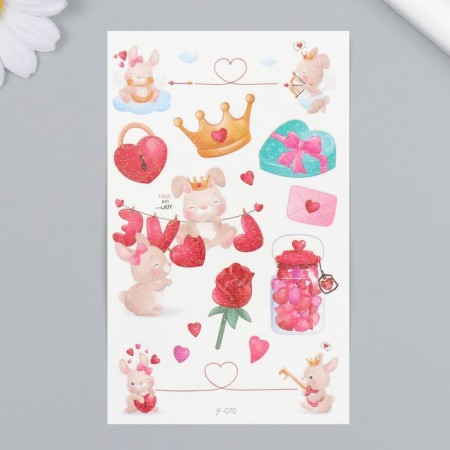 Tattoo on the body color "bunnies-romantics" sequins 12x7.5 cm