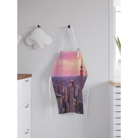 Apron kitchen with a photo print “Flight over skyscrapers”, adjustable, size OS-1