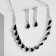 Set 2 objects: earrings, necklace necklace drops, black and white color in silver, 45 cm