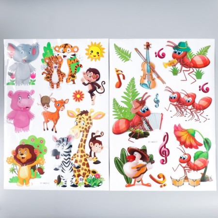 Sticker Plastic Interior 3D "Funny Animals" MIX 35x50 cm-1