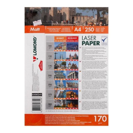 Photo paper for laser printing A4, 250 sheets Lomond, 170 g/m2, bilateral, matte-1